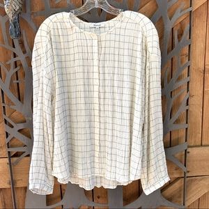 Madewell Smocked Button Down Shirt | Size Large